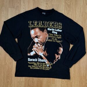 Vintage Gazy Tees Leaders Martin Luther King & Barack Obama Long Sleeve Shirt